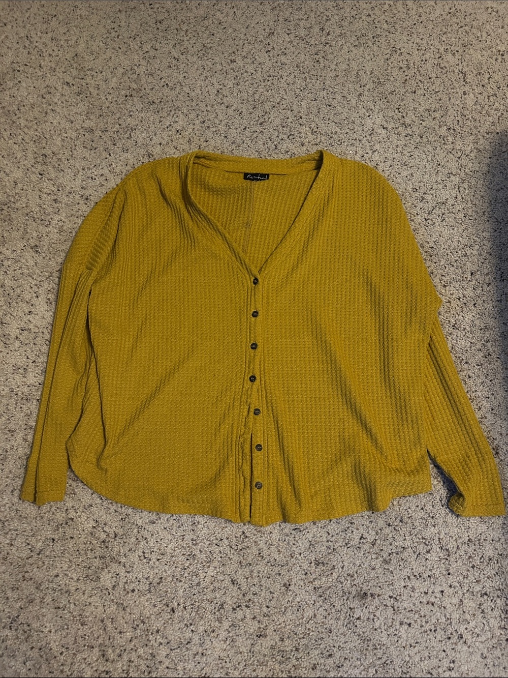 Cozy Mustard Button-Front Women's Sweater